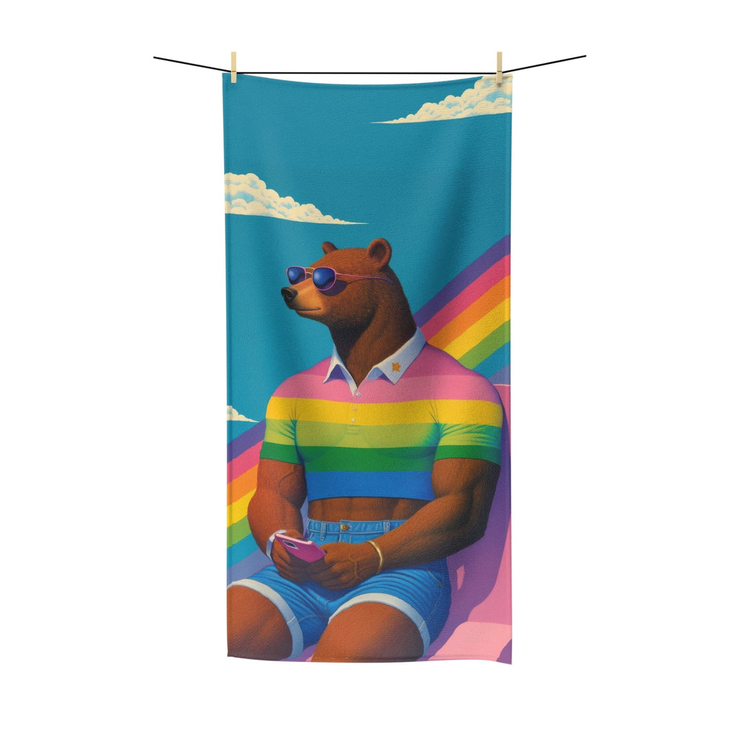 Vibrant Rainbow Bear Towel - Polycotton Beach Towel for Summer Fun