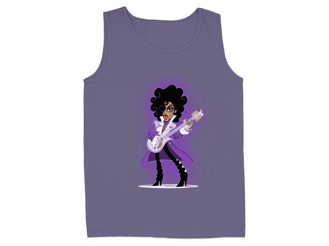 Purple Tank Top with Funky Guitarist Cartoon product type