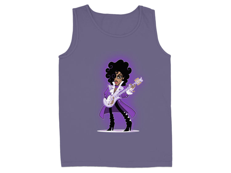 Purple Tank Top with Funky Guitarist Cartoon product type