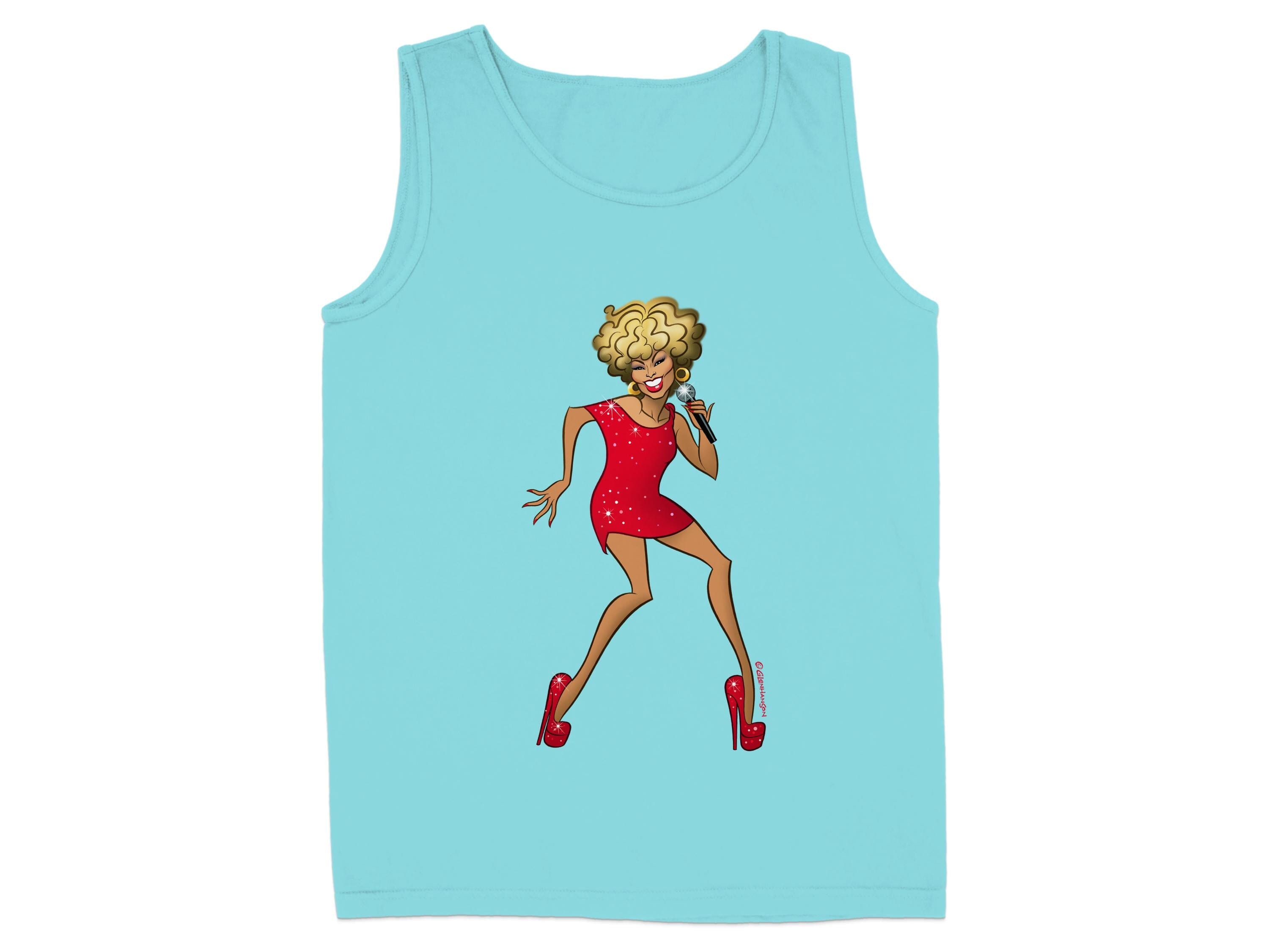 Retro Diva Graphic Light Blue Tank Top Product Type