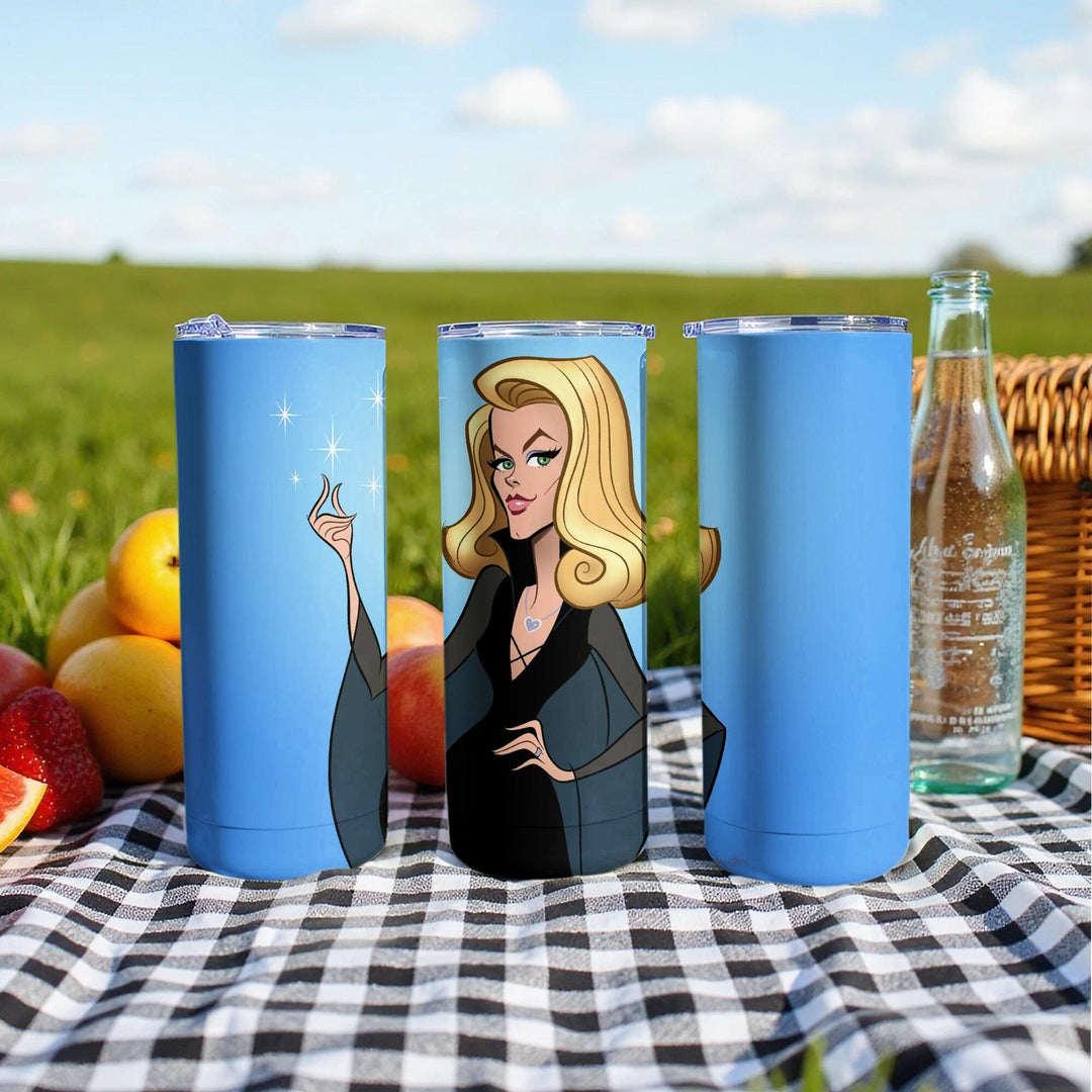 Stylish Blue Tumbler Featuring Elegant Cartoon Character product type