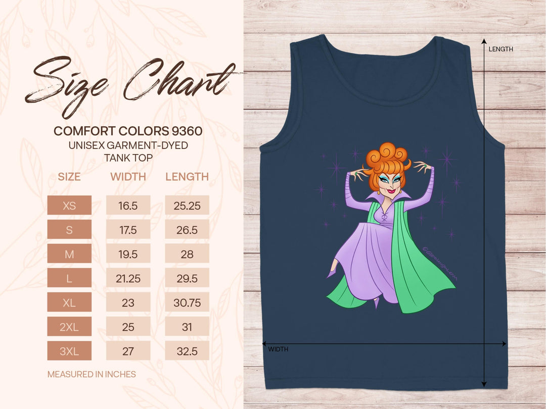 Unisex Garment-Dyed Tank Top with Witch Design product type