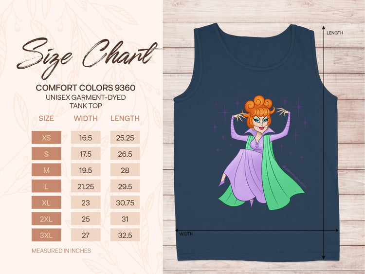 Unisex Garment-Dyed Tank Top with Witch Design product type