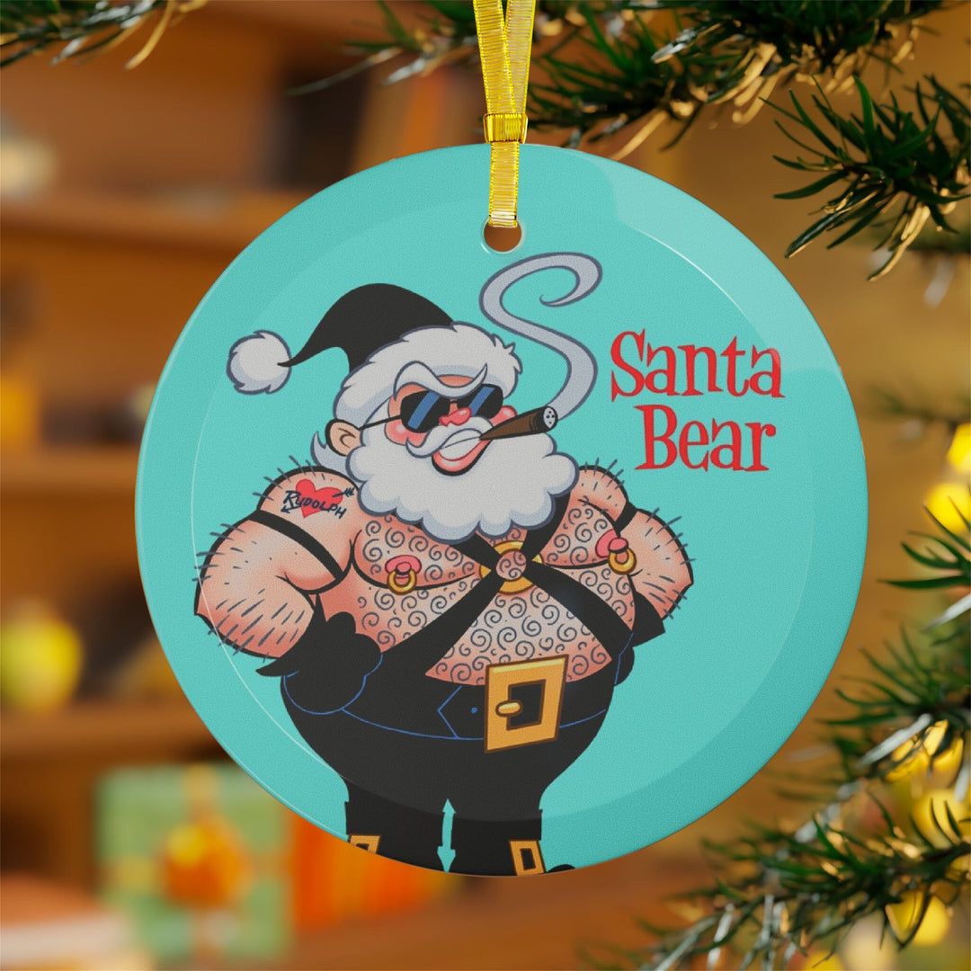 Santa Bear - Glass Ornaments