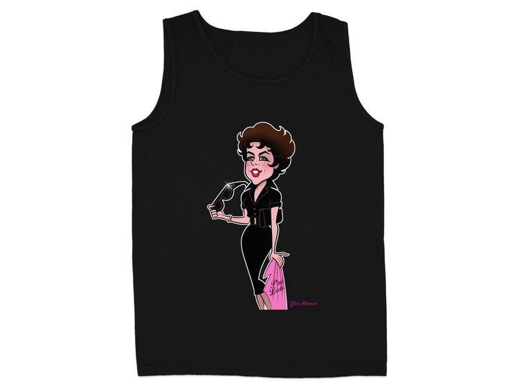 Stylish Black Tank Top with Cartoon Lady Graphic product type