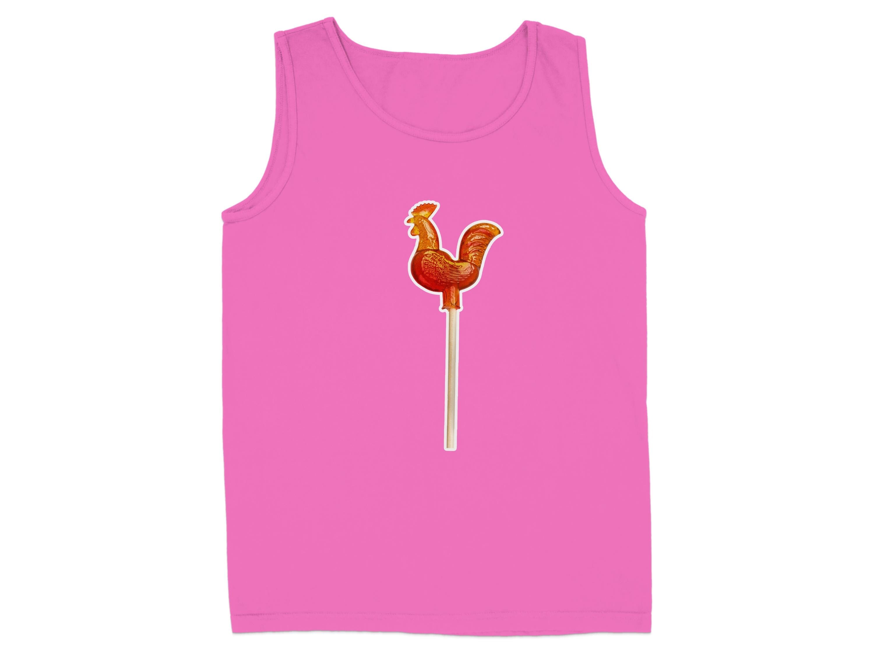 Rooster Lollipop Graphic on Pink Tank Top product