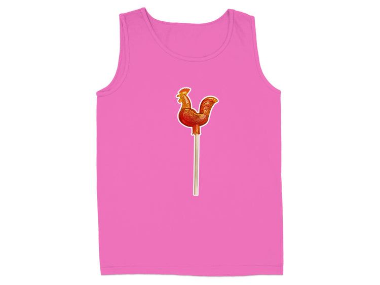 Rooster Lollipop Graphic on Pink Tank Top product