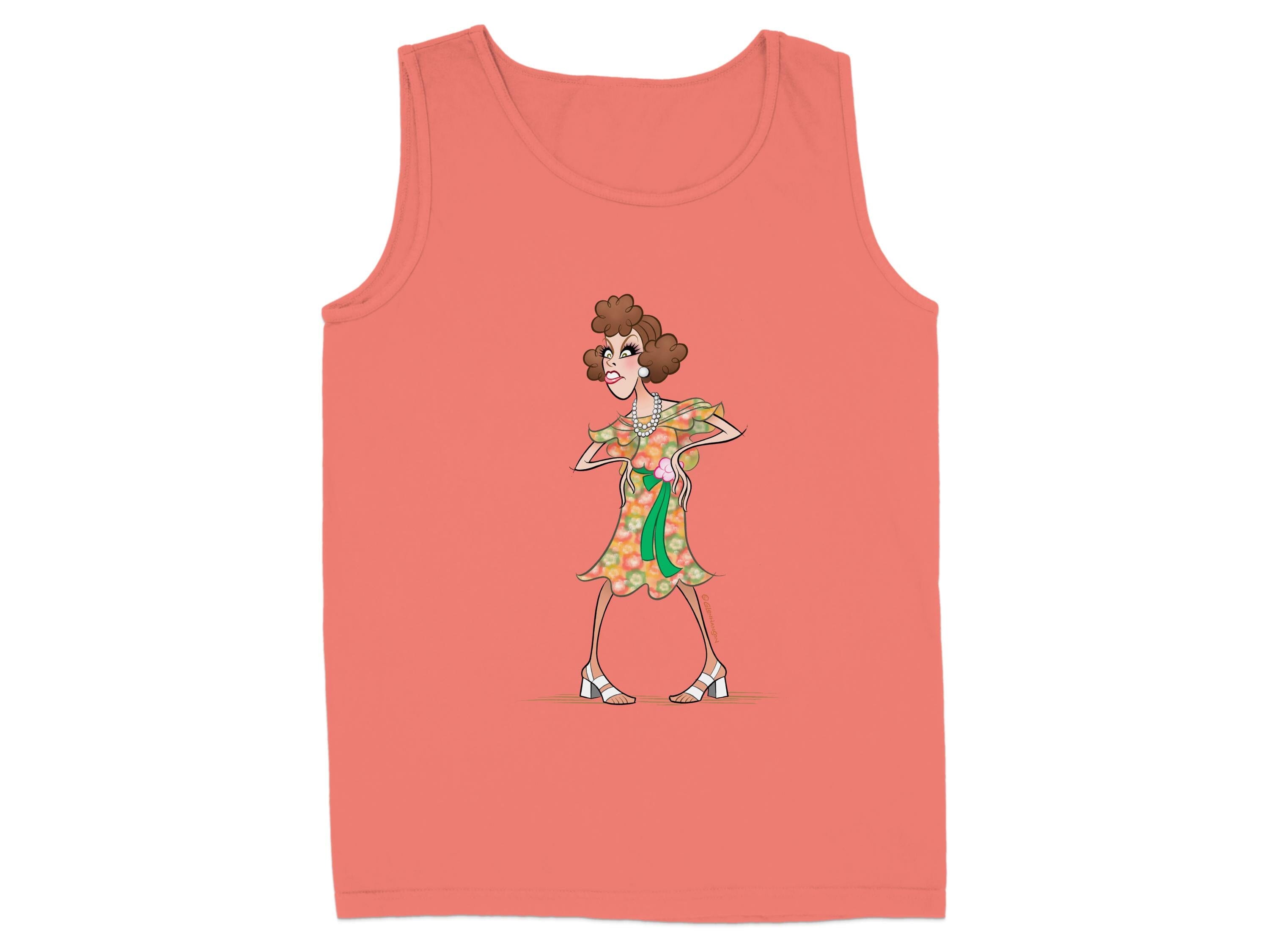 Quirky Cartoon Lady Print Tank Top product type