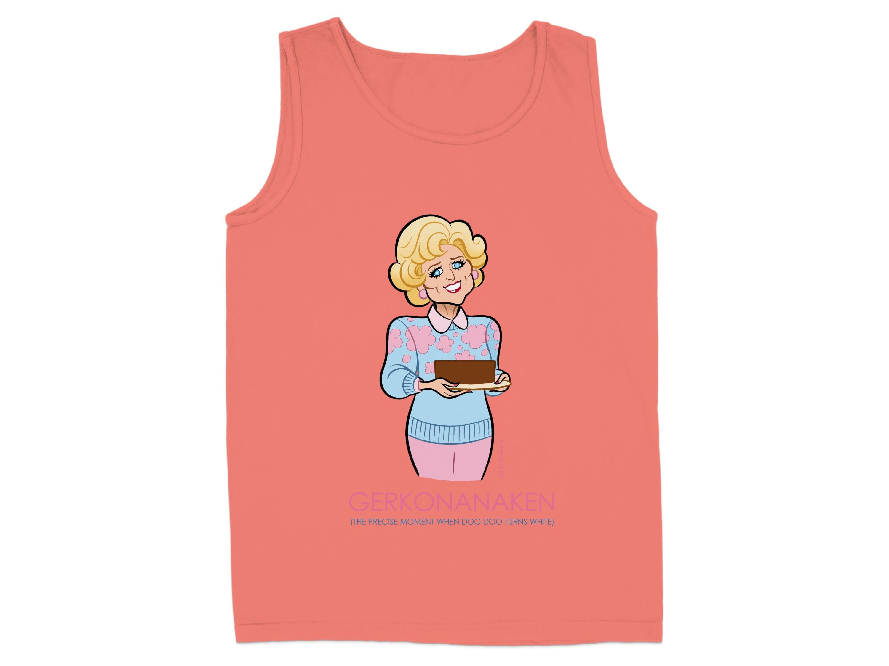 Quirky Cartoon Character Design on Coral Tank Top product
