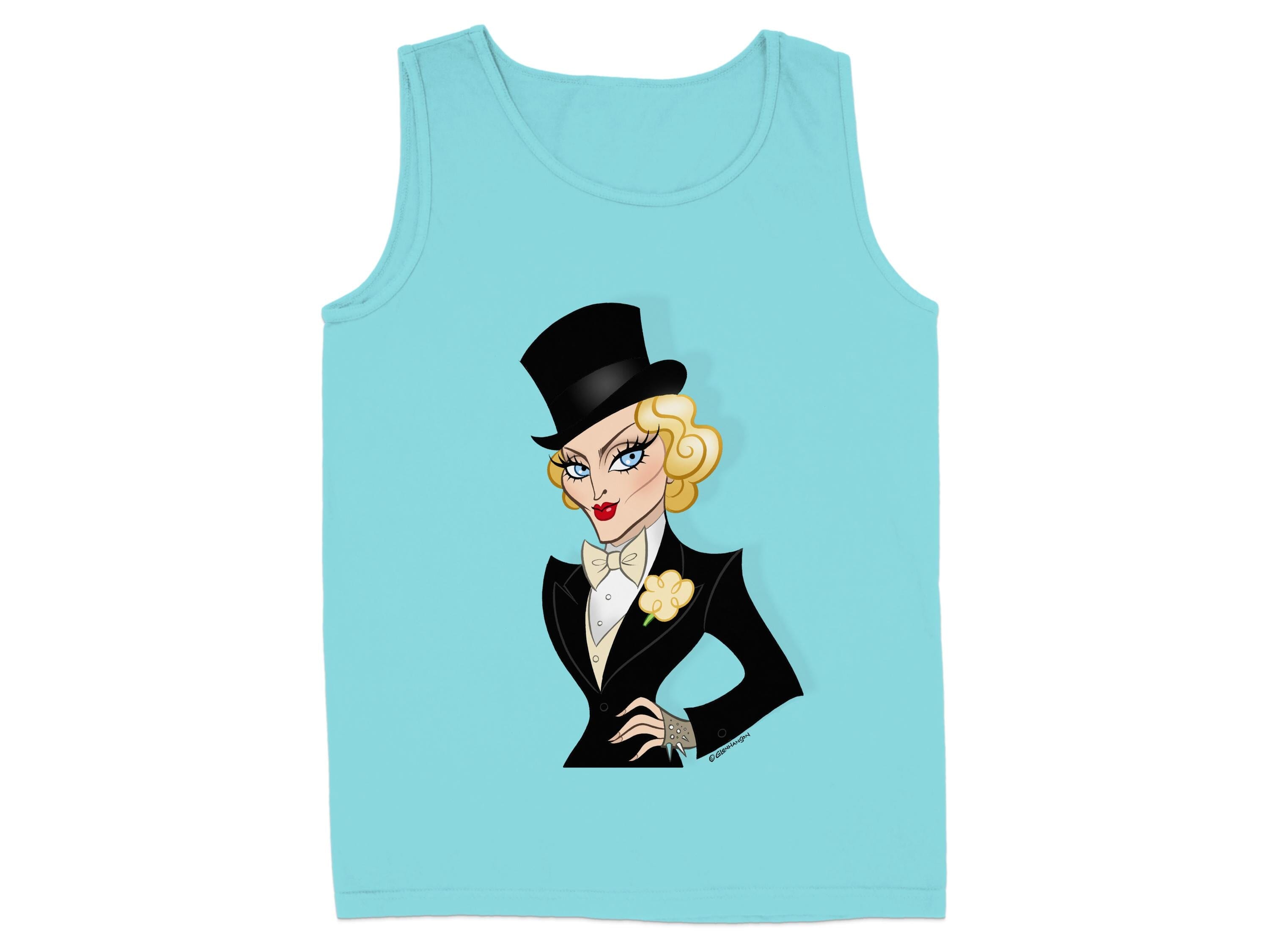 Elegant Top Hat Lady Graphic Design Tank Top product type