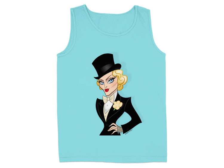 Elegant Top Hat Lady Graphic Design Tank Top product type