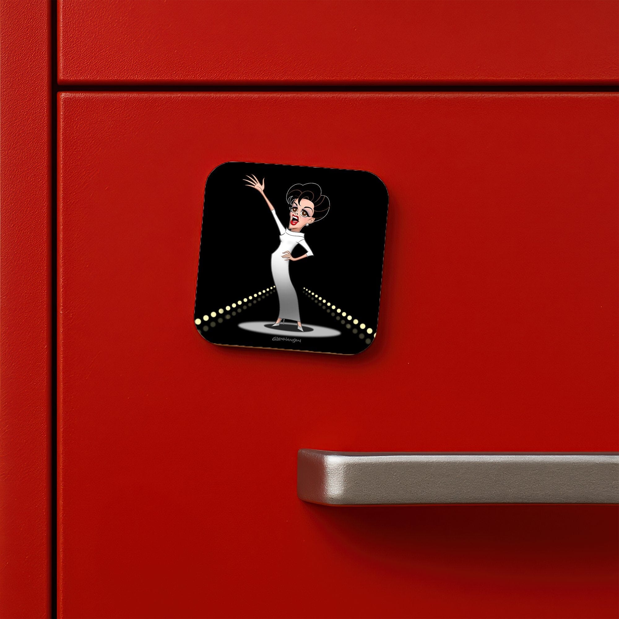 Retro Diva Pose Illustration on Square Magnet product