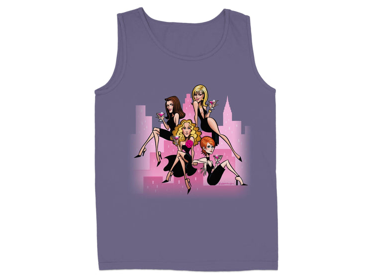 Fun Cartoon Women Graphic on Purple Tank Top product type