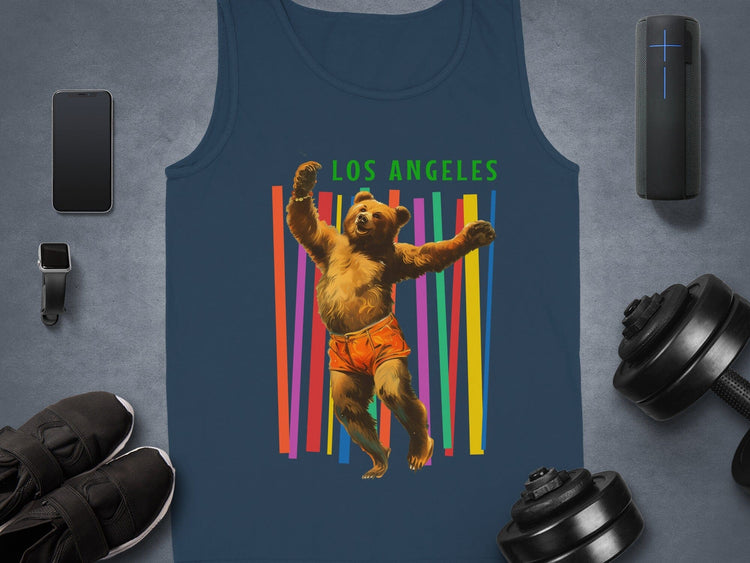 Los Angeles Dancing Bear Colorful Lines Tank Top Product Type