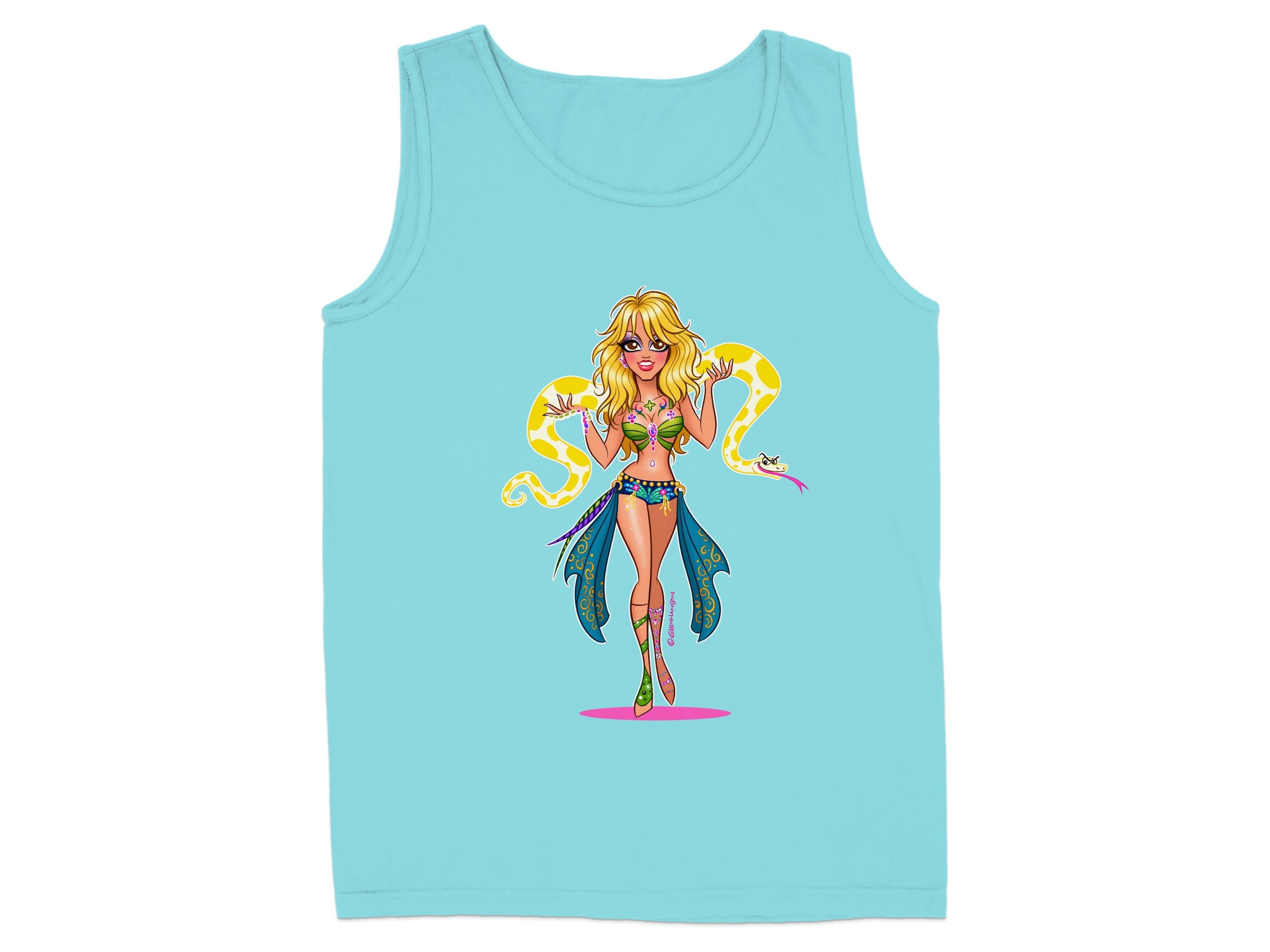 Blonde Cartoon Character with Snake Summer Tank product type