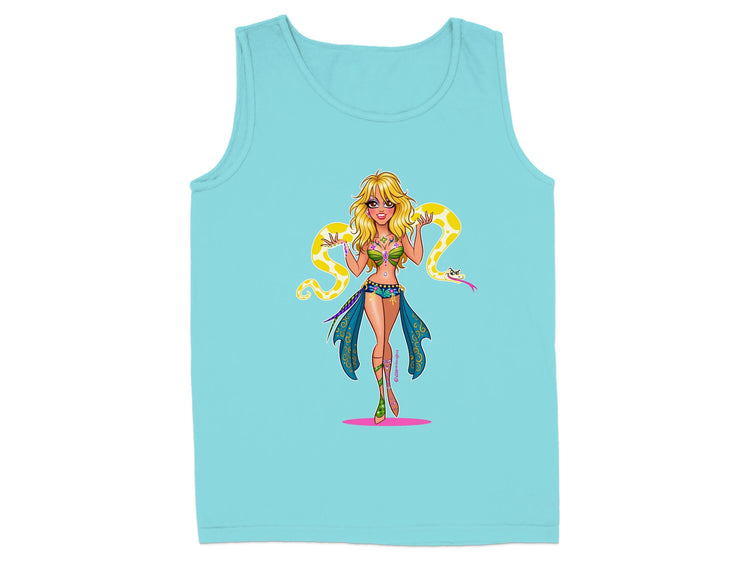 Blonde Cartoon Character with Snake Summer Tank product type
