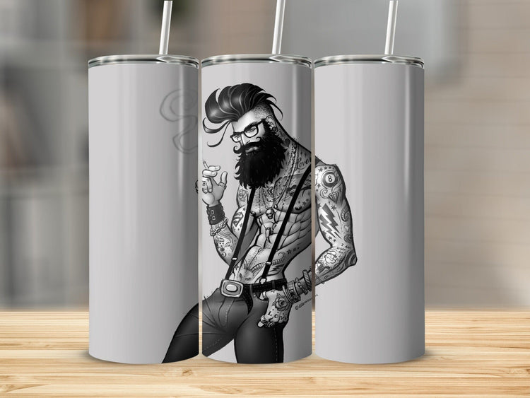 Tattooed Bearded Guy Art Unique Tumbler product