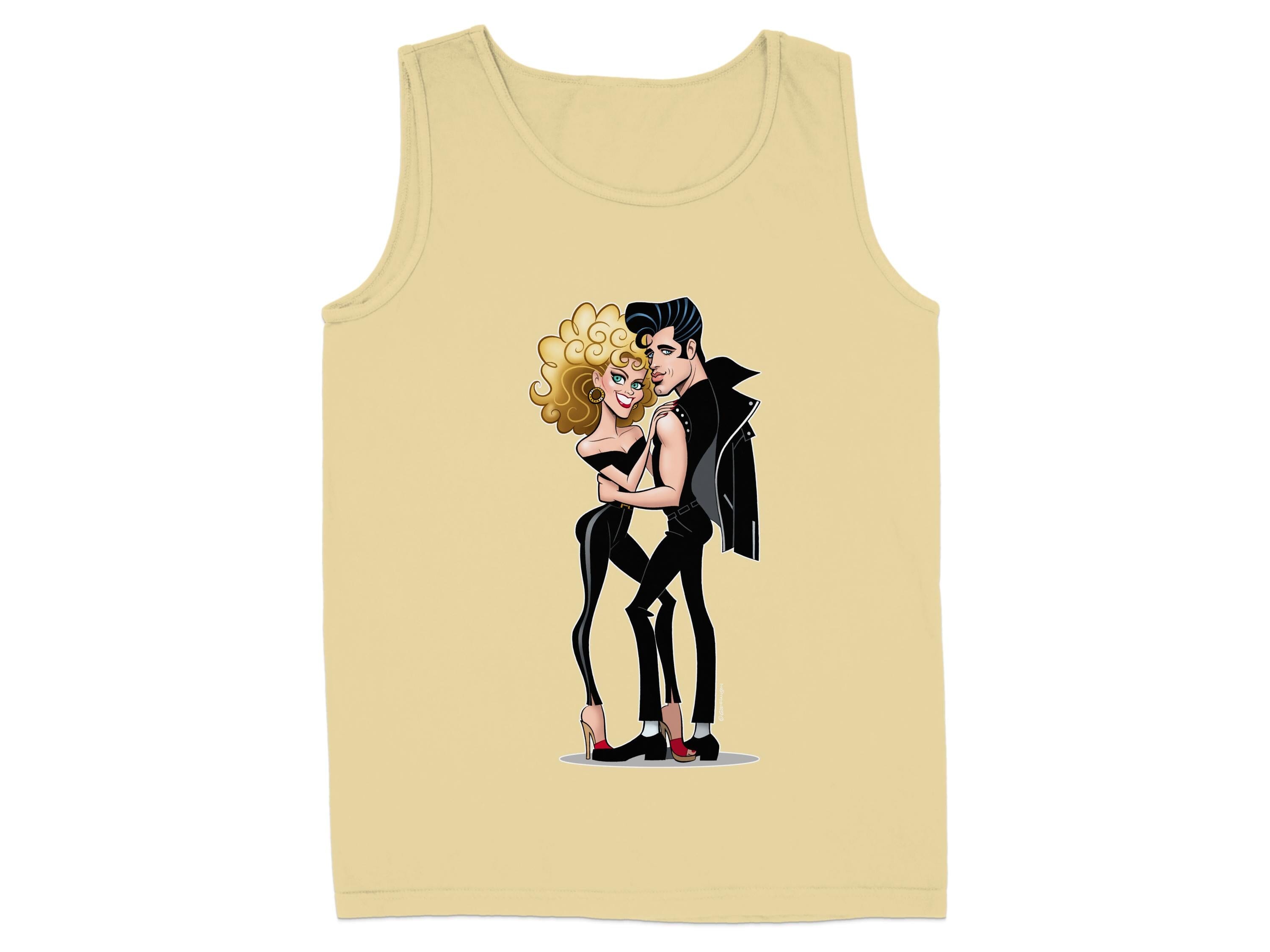 Fun Retro Couple Design on Beige Tank Top product