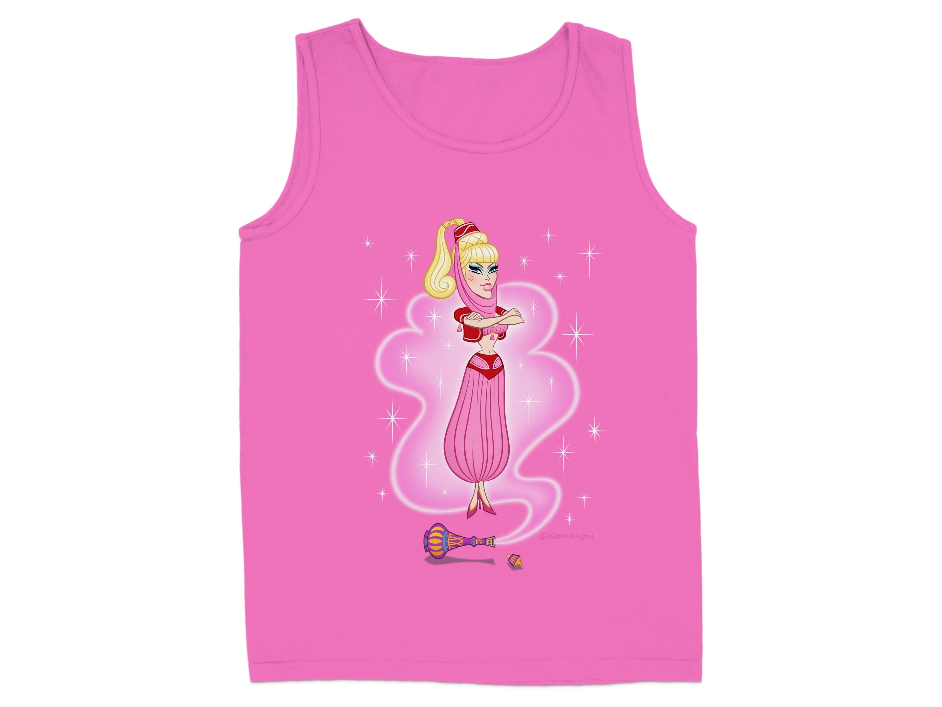 Enchanting Genie Graphic on Pink Sleeveless Shirt product type
