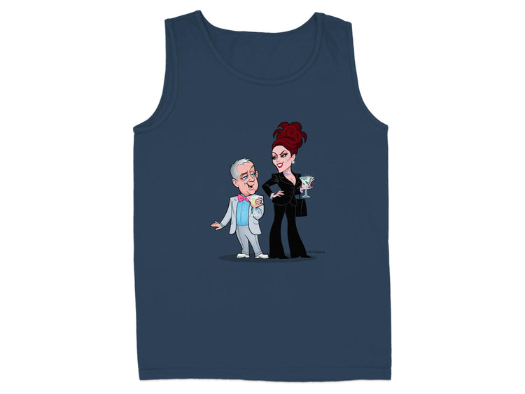 Funny Cartoon Characters on Blue Tank Top product type