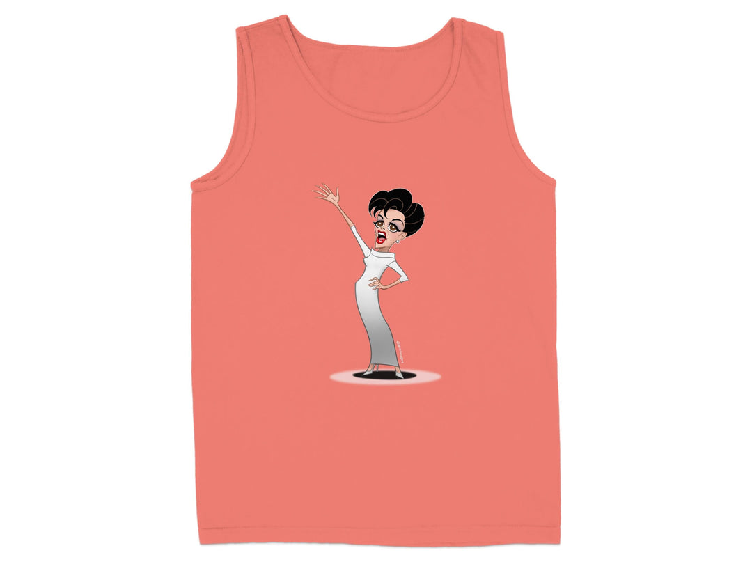 Cartoon Woman Waving Print on Coral Tank Top product