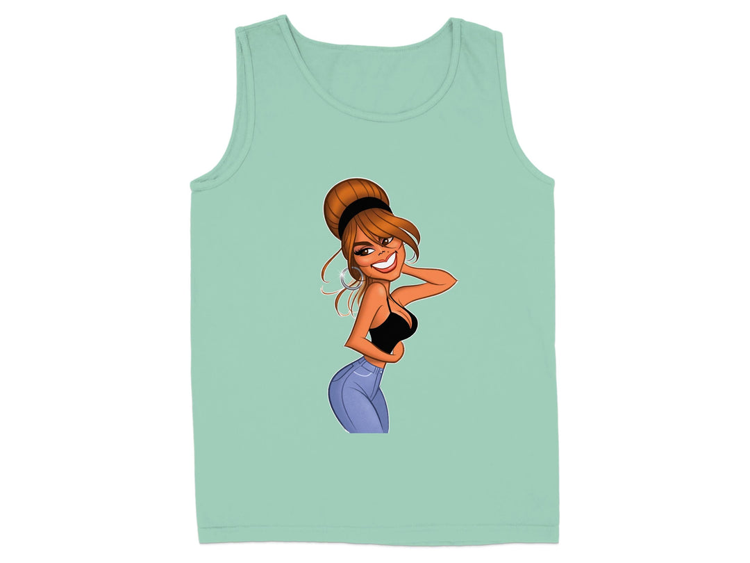 Smiling Character in Jeans Stylish Graphic Tank Top