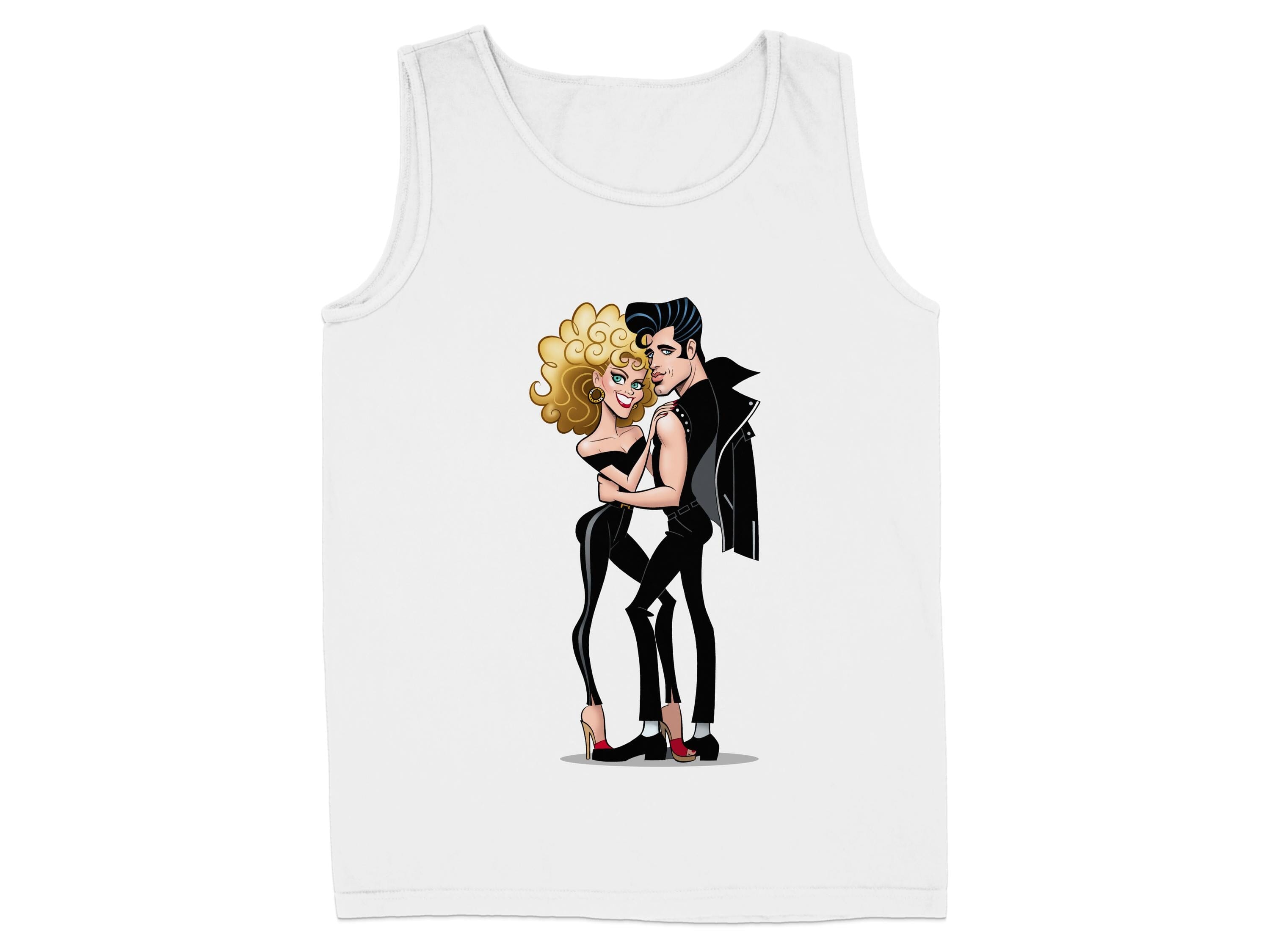 Retro Cartoon Couple Graphic White Tank Top product