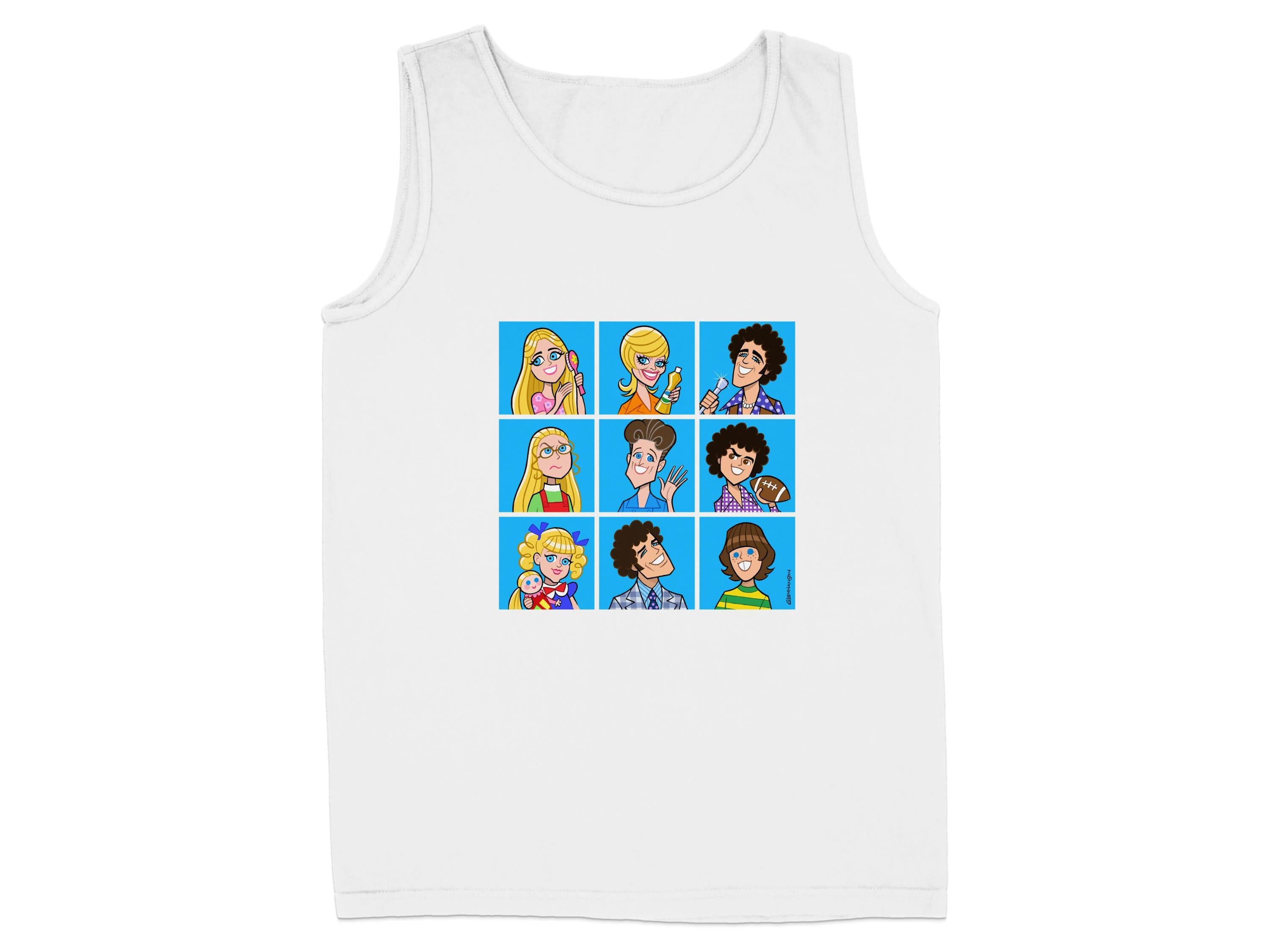 Colorful Cartoon Character Grid Design Tank Top product