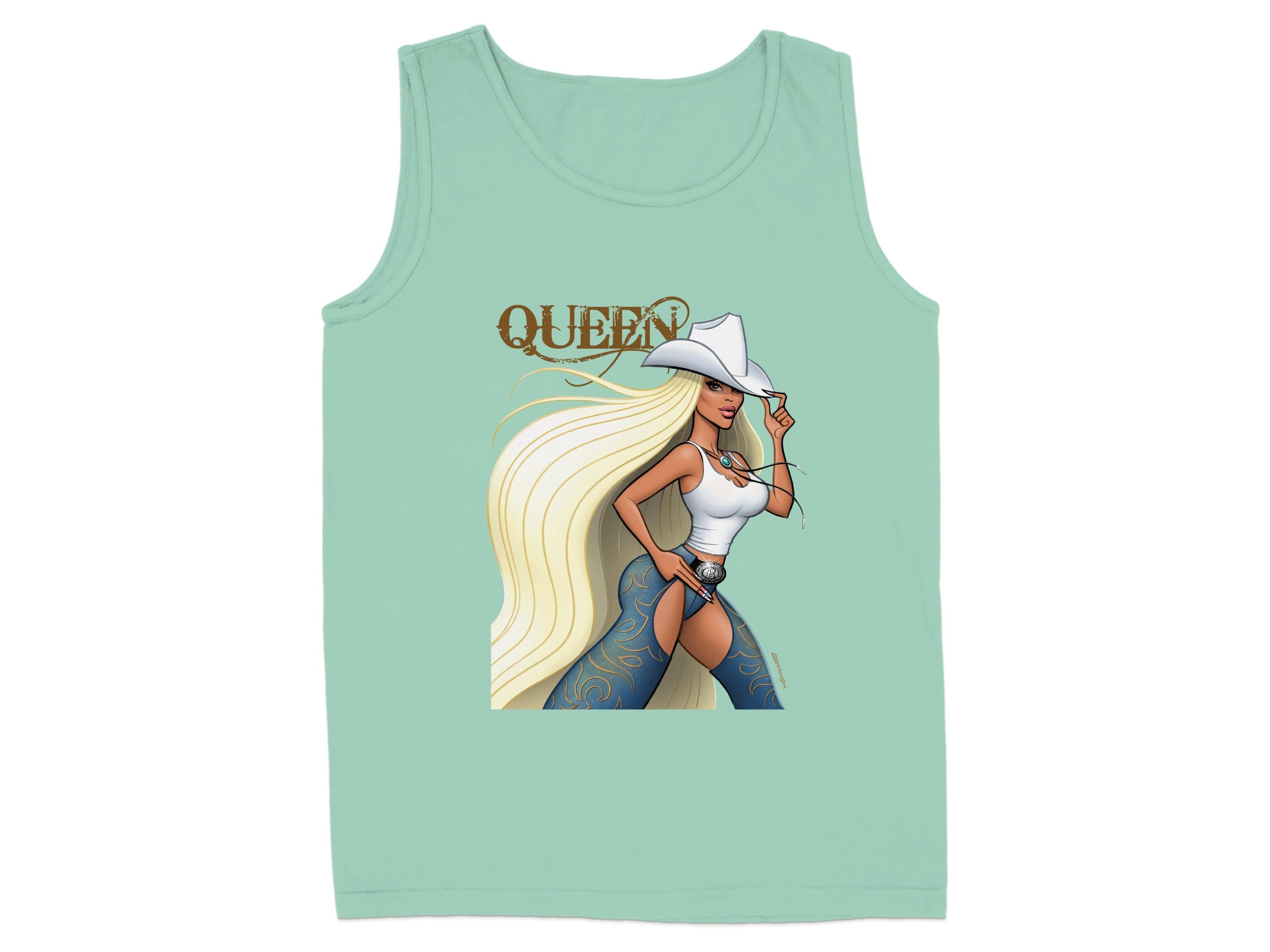 Queen Graphic Print Mint Green Sleeveless Tank product type