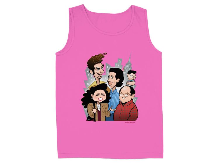 Cartoon Group Print Design on Pink Tank Top product