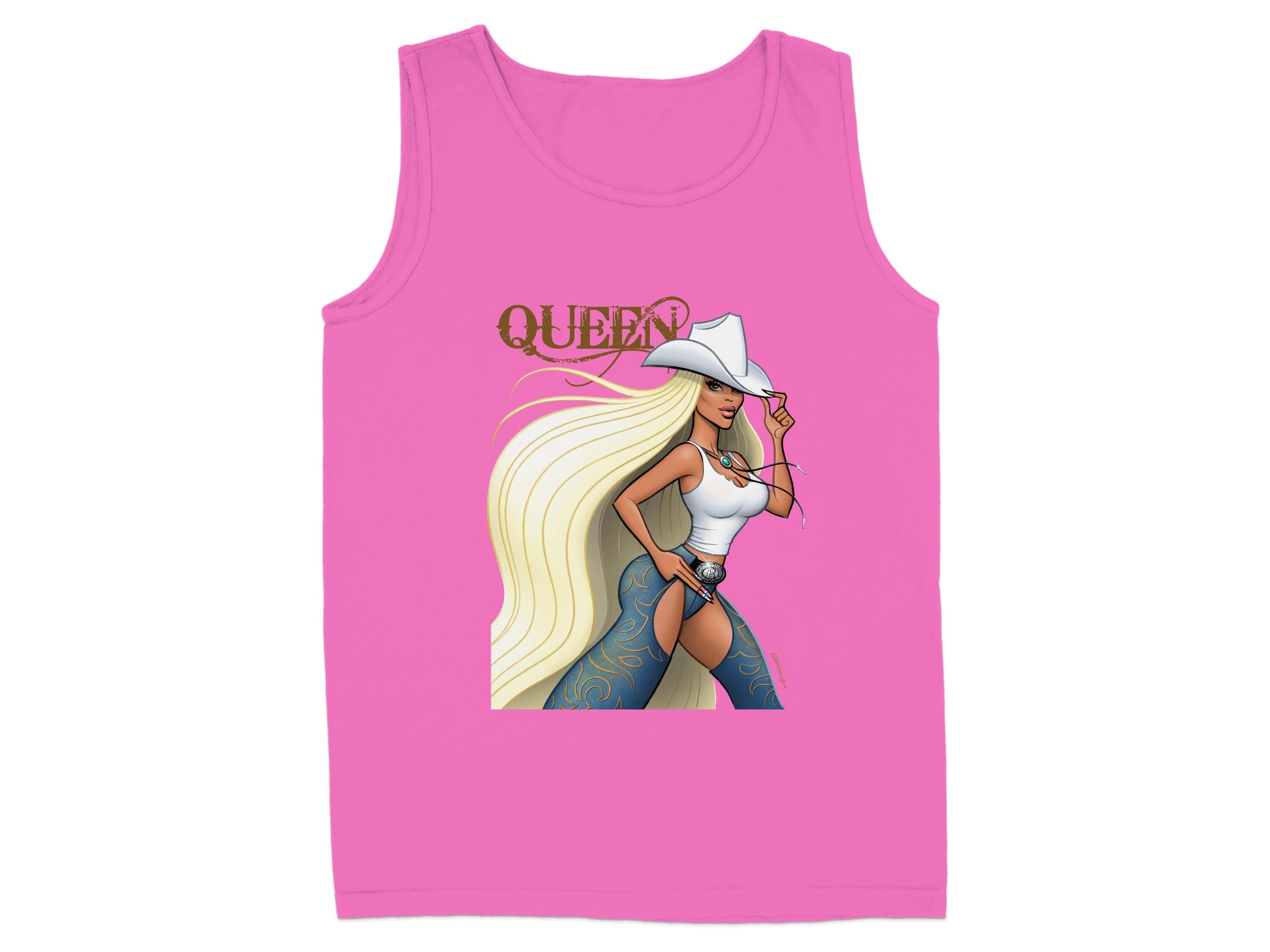 Queen Cowgirl Art Print Pink Tank Top product