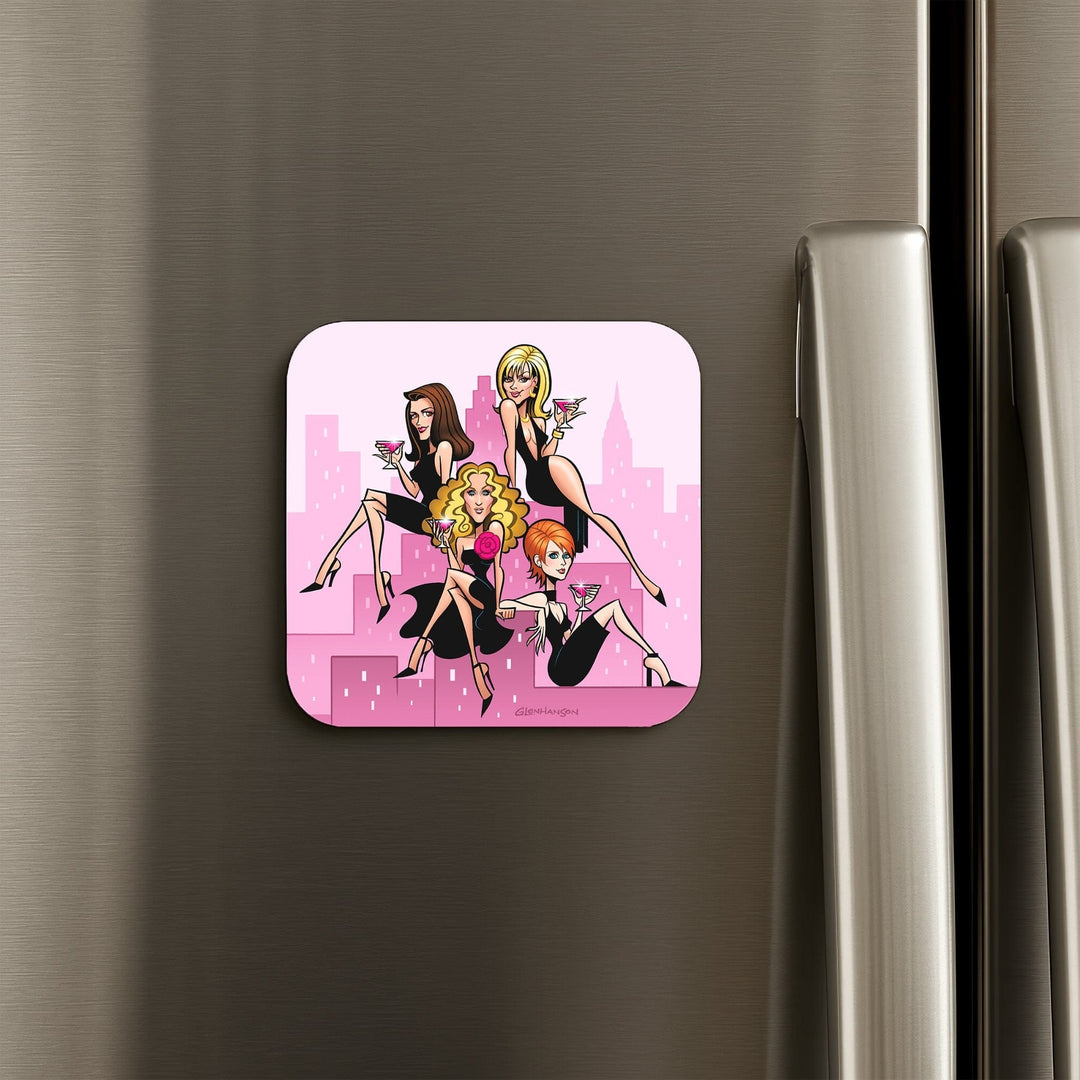 Stylish Cartoon Women Holding Cocktails Magnet product