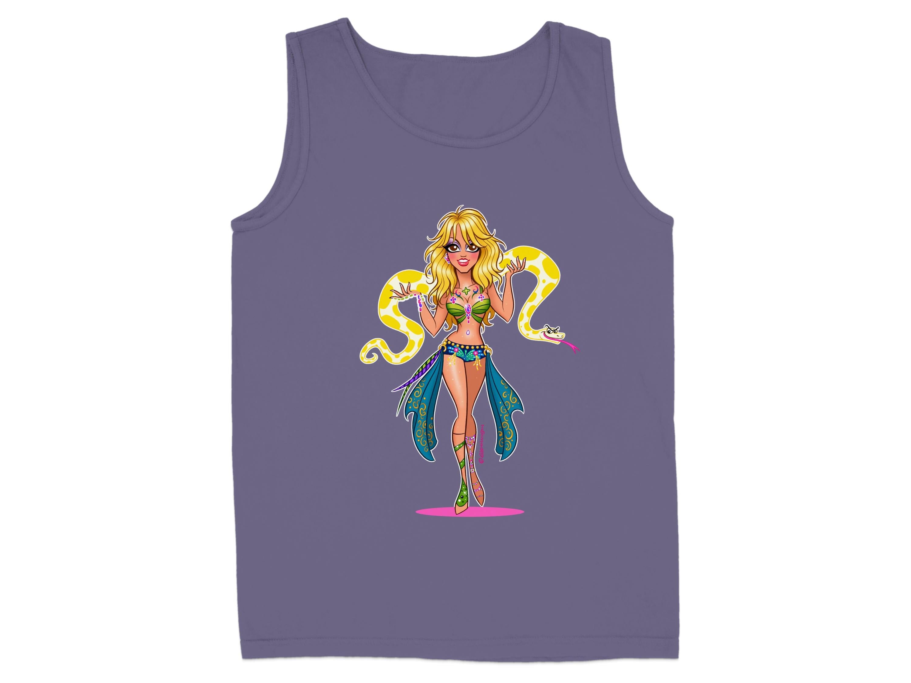 Cartoon Blonde with Snake Print Graphic Tank product