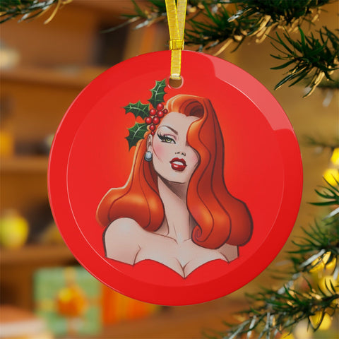 Red Pinup - Glass Ornaments