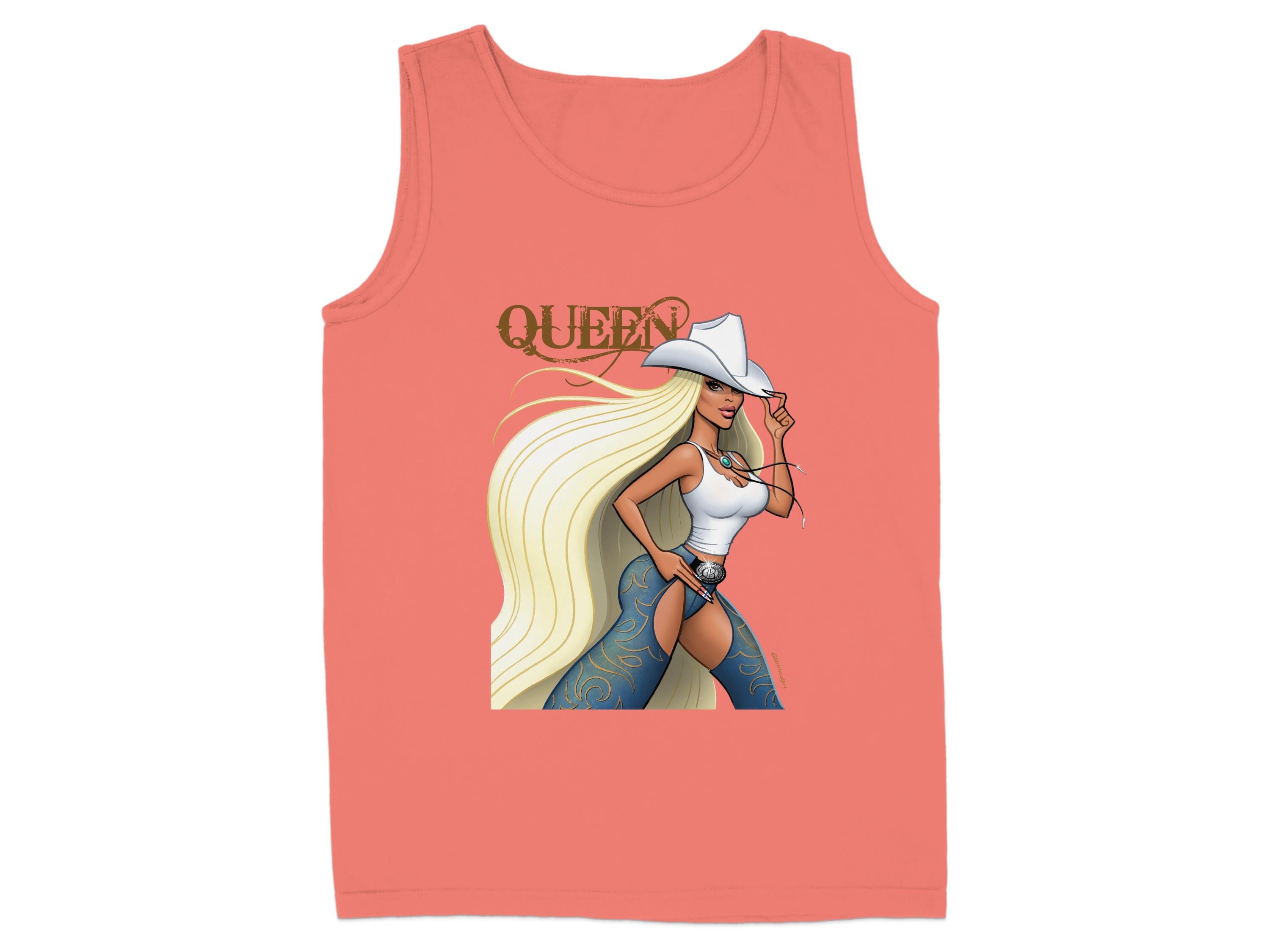 Stylish Queen Cowboy Hat Print Graphic Tank Top product