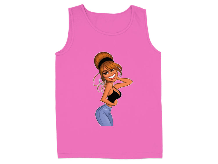 Cartoon Smiling Woman Design Sleeveless Tank product