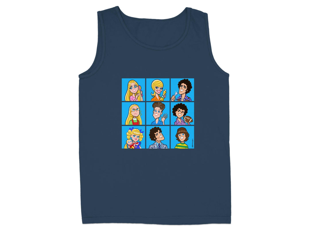 Colorful Cartoon Characters Blue Tank Top product
