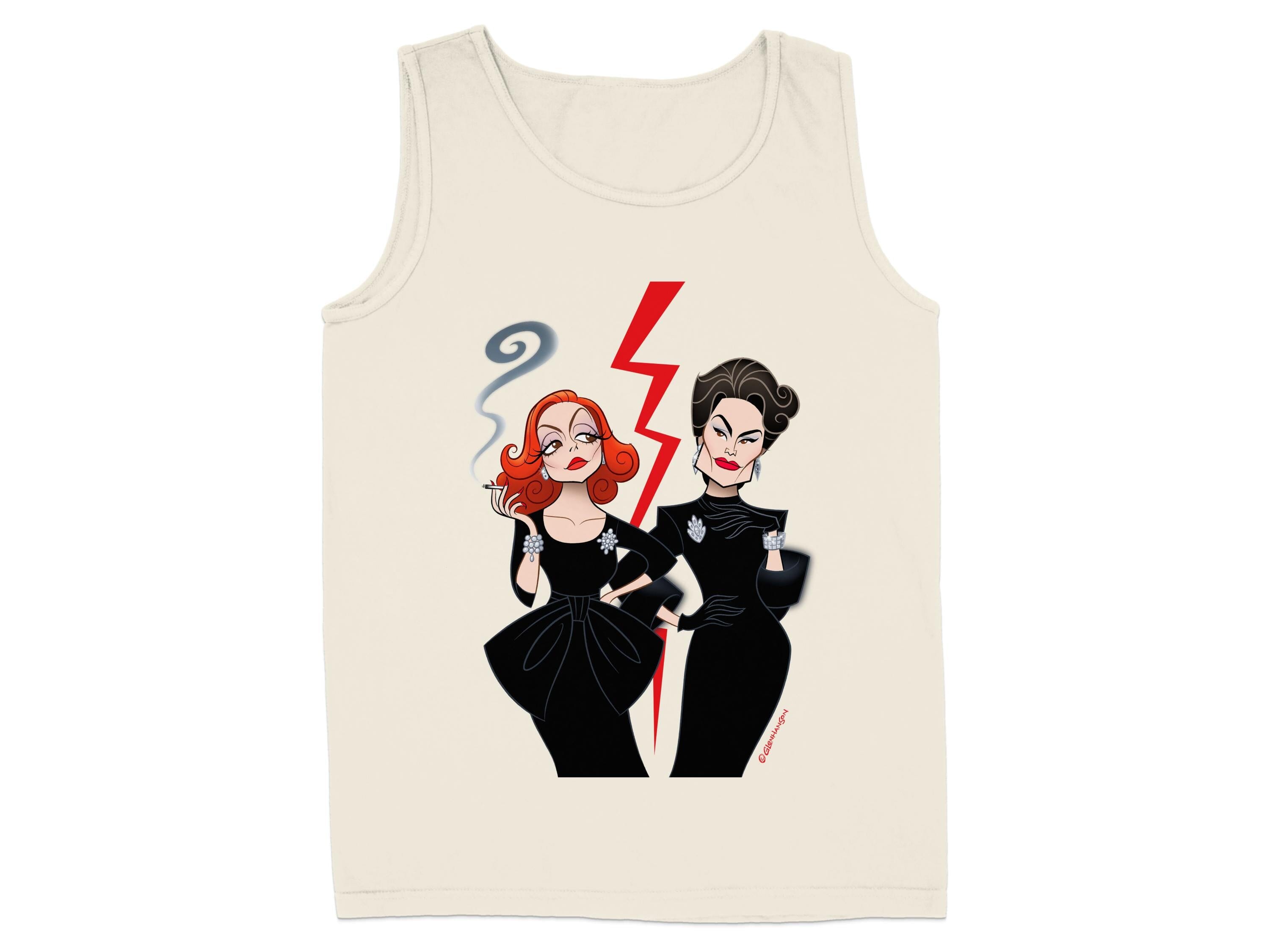 Stylish Black Dress Ladies Illustration Tank Top product
