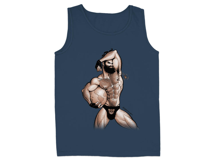 Vivid Muscle Man with Globe Graphic Tank Top product