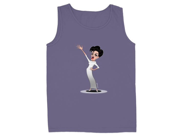 Animated Character Waving on Purple Tank Top product type