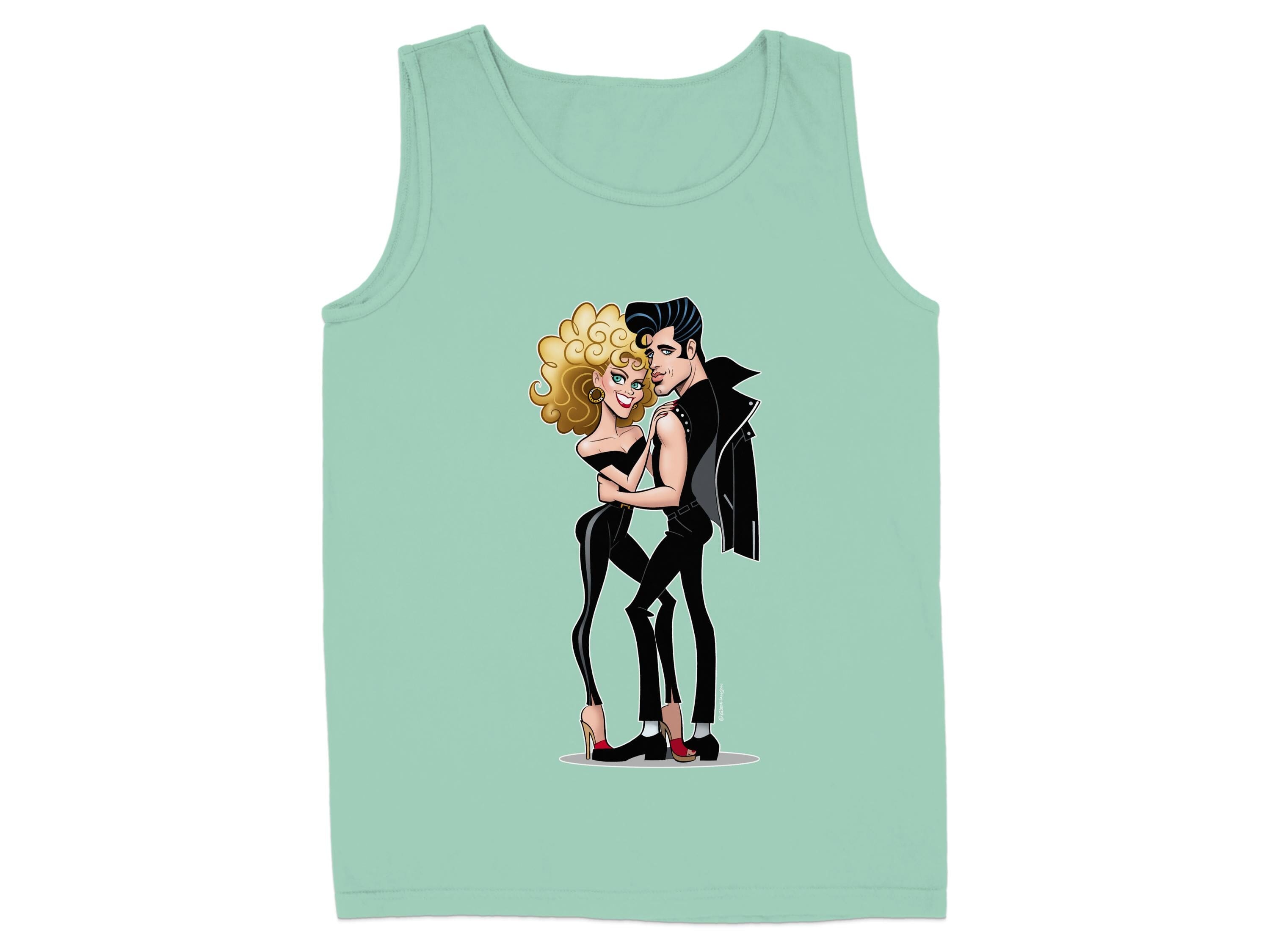 Illustrated Couple Embracing Theme on Stylish Tank Top Product