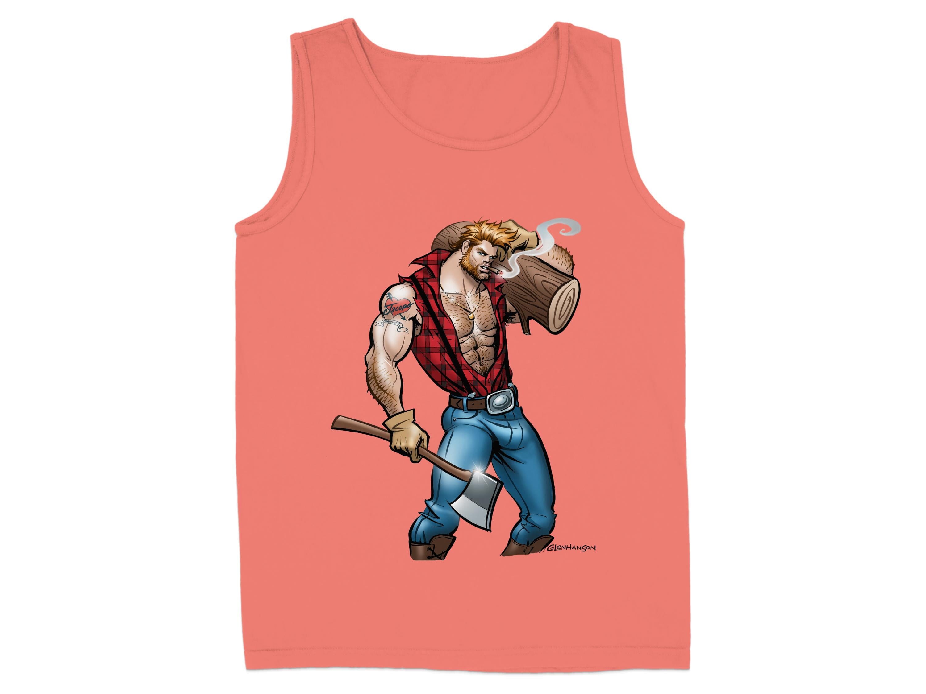 Strong Lumberjack Cartoon Design for Tank Top product