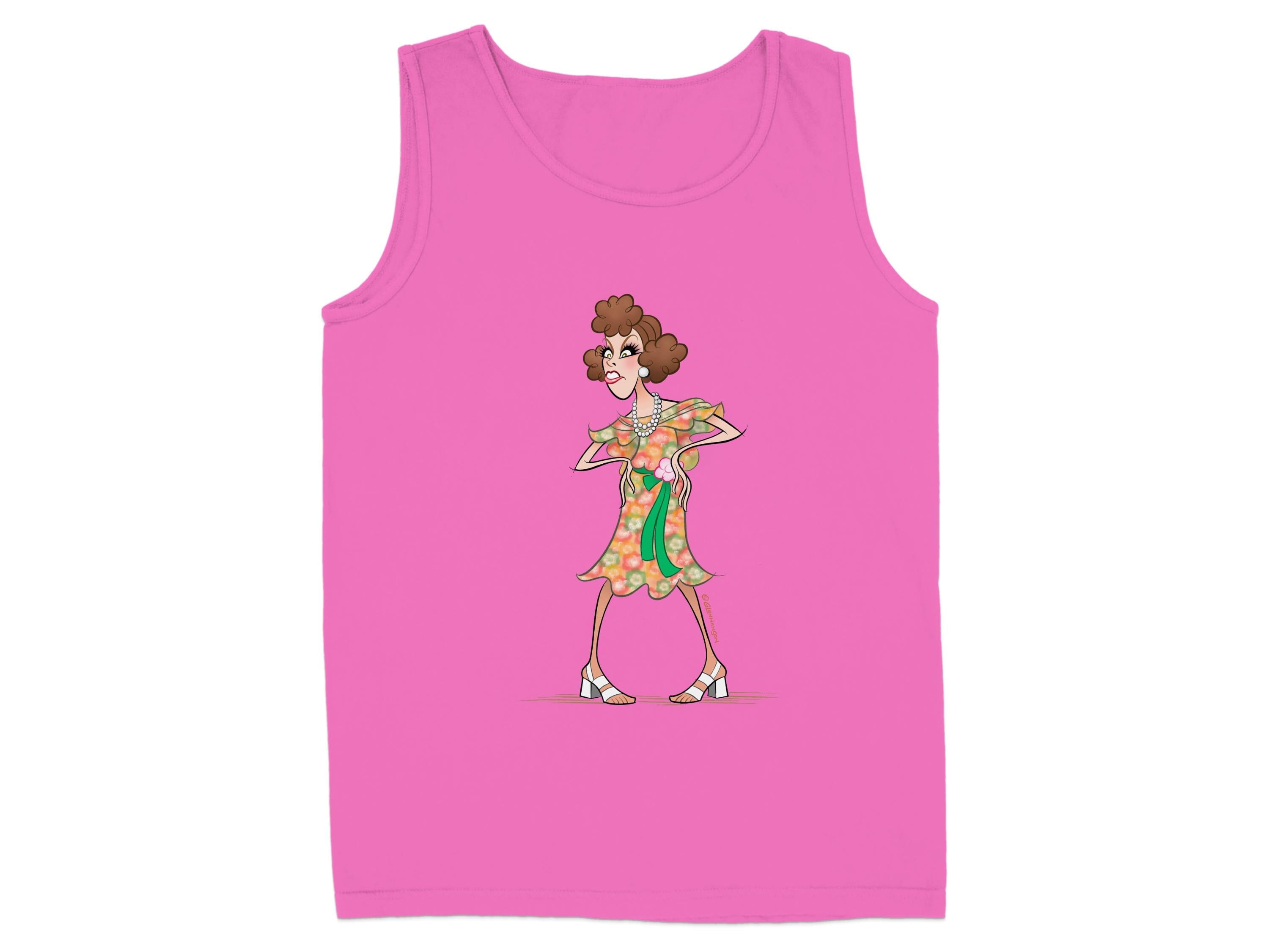 Funky Cartoon Character Pink Graphic Tank Top product type