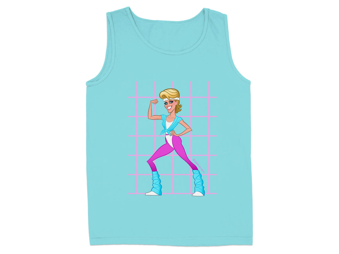 Retro Fitness Enthusiast Design Blue Tank Top product type