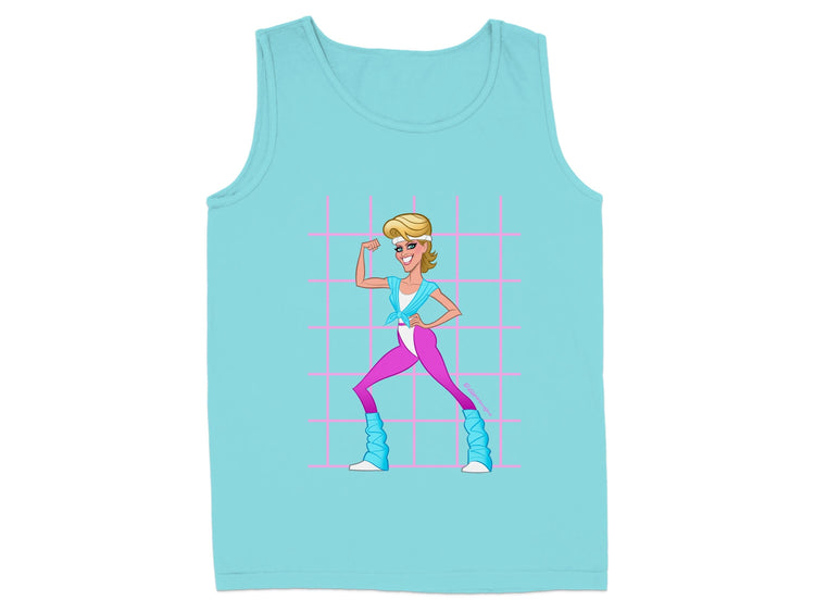 Retro Fitness Enthusiast Design Blue Tank Top product type