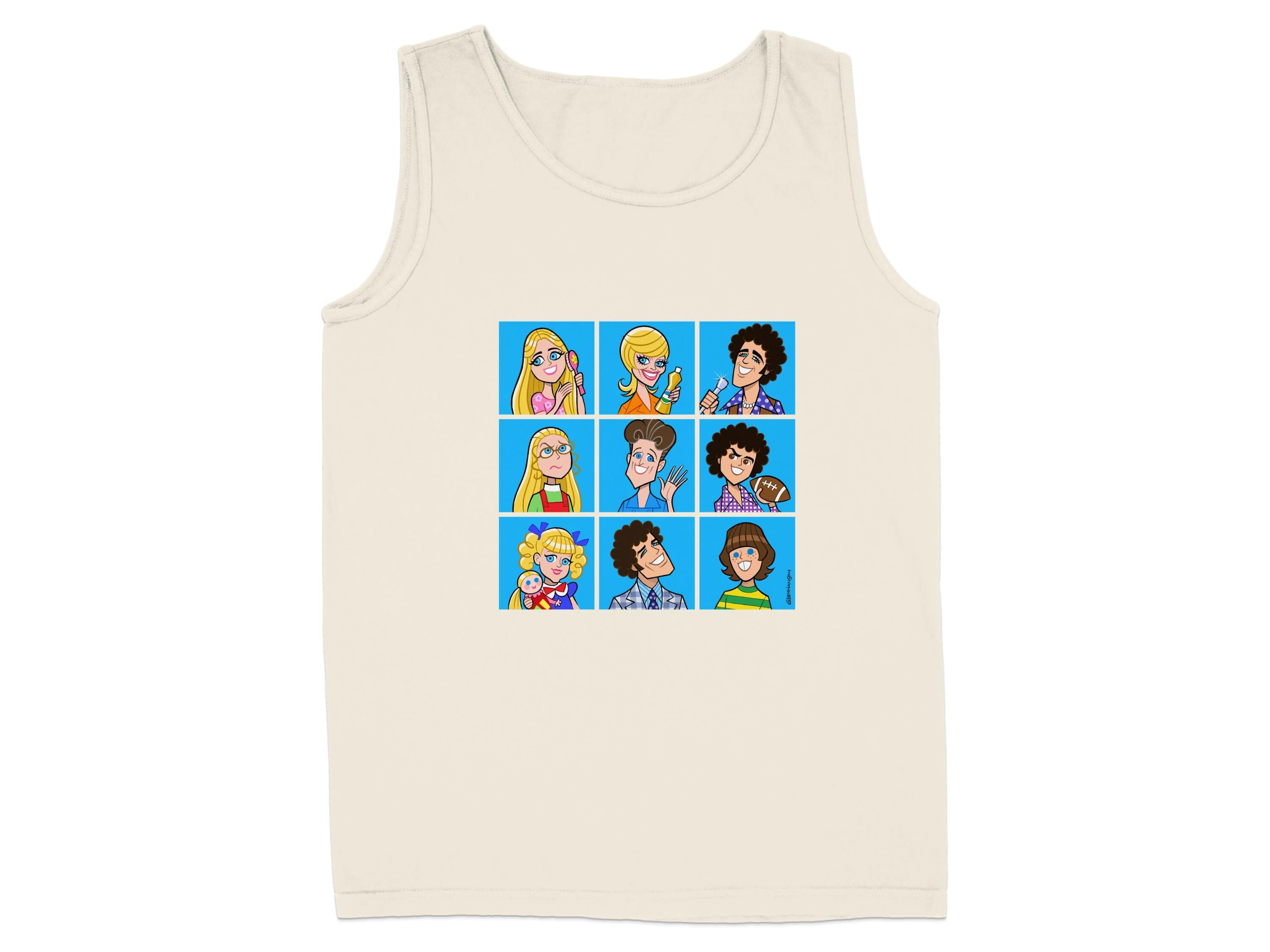 Cartoon Character Graphics on White Tank Top product type