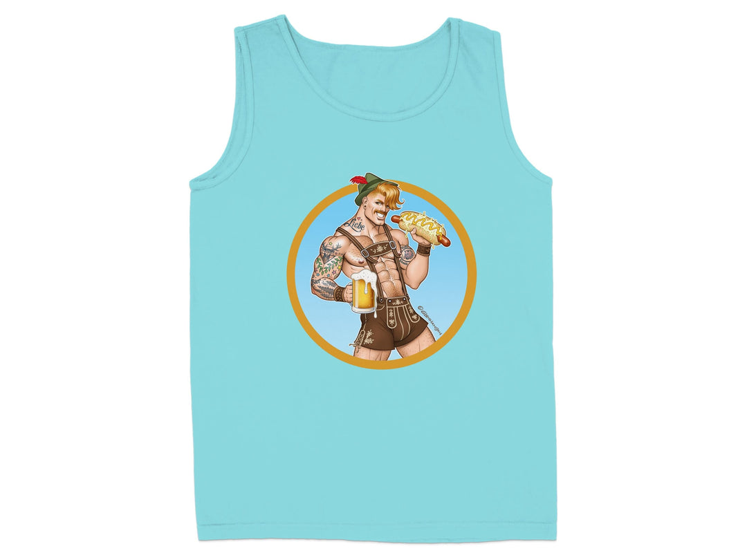 Oktoberfest Tattooed Man Tank Top Drinking Beer product