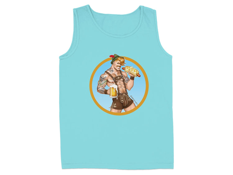 Oktoberfest Tattooed Man Tank Top Drinking Beer product