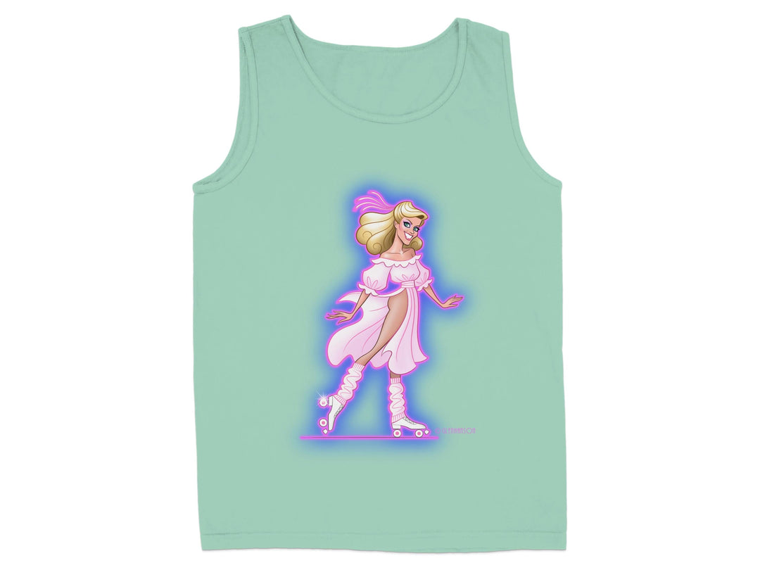 Retro Roller Skating Girl Light Green Tank Top product type
