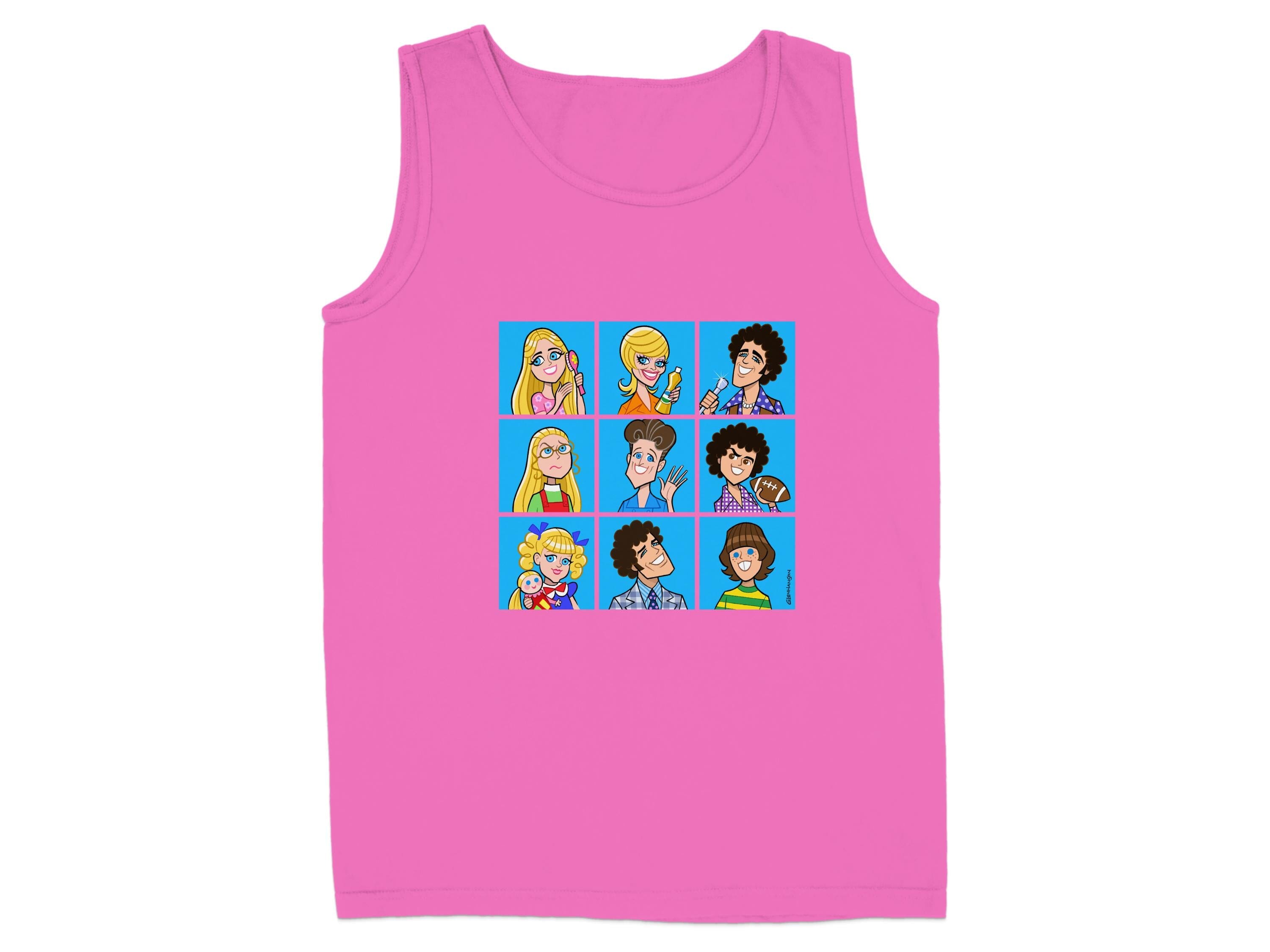 Cartoon Characters Pink Graphic Tank Top product type